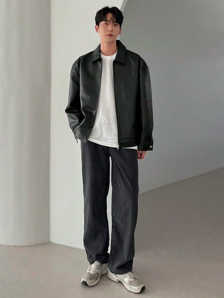 Classic Black Collar Leather Jacket – City Apparel Premium Collection