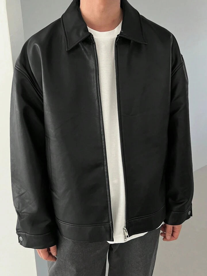 Classic Black Collar Leather Jacket – City Apparel Premium Collection