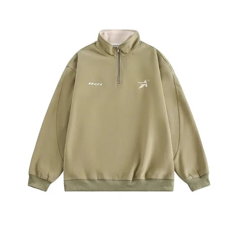 Basic Full Zip Sweater with Simple Print