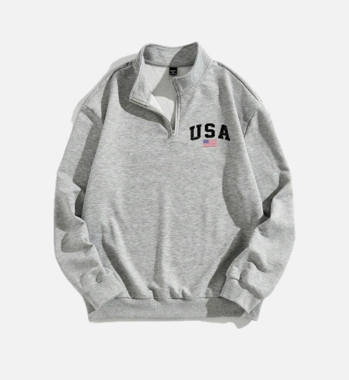 USA Print Oversized Sweatshirt Half Zip