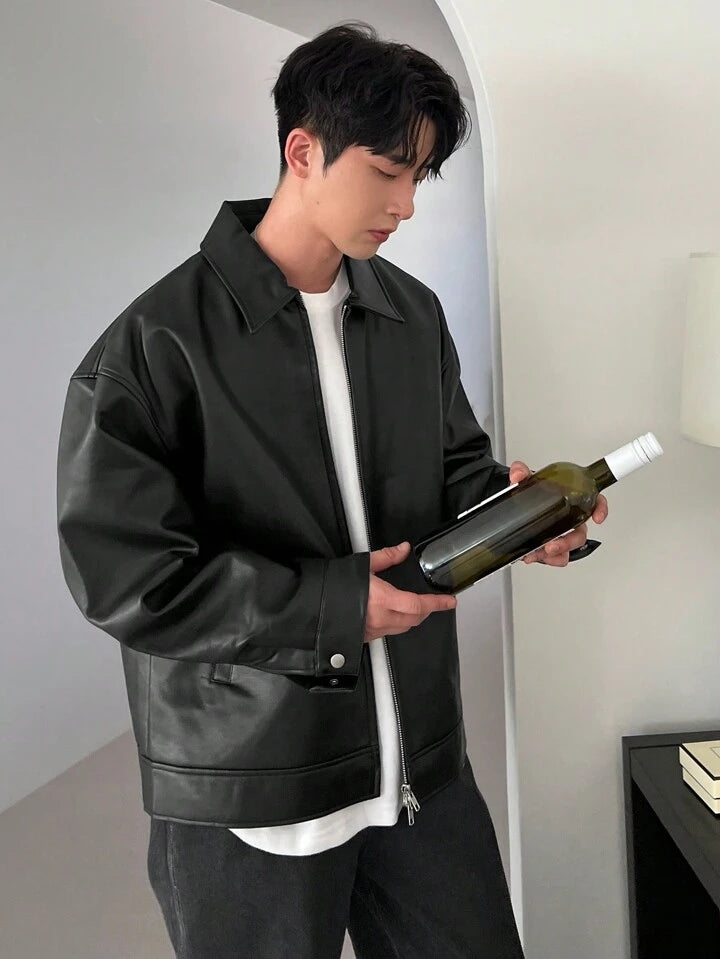 Classic Black Collar Leather Jacket – City Apparel Premium Collection