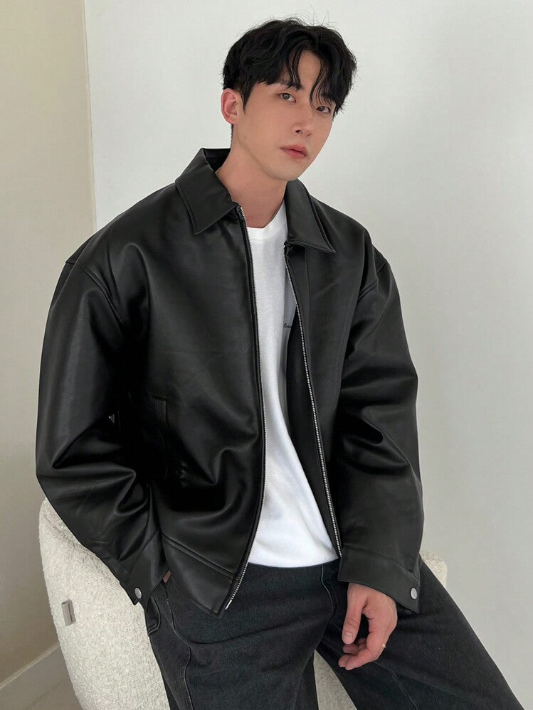 Classic Black Collar Leather Jacket – City Apparel Premium Collection